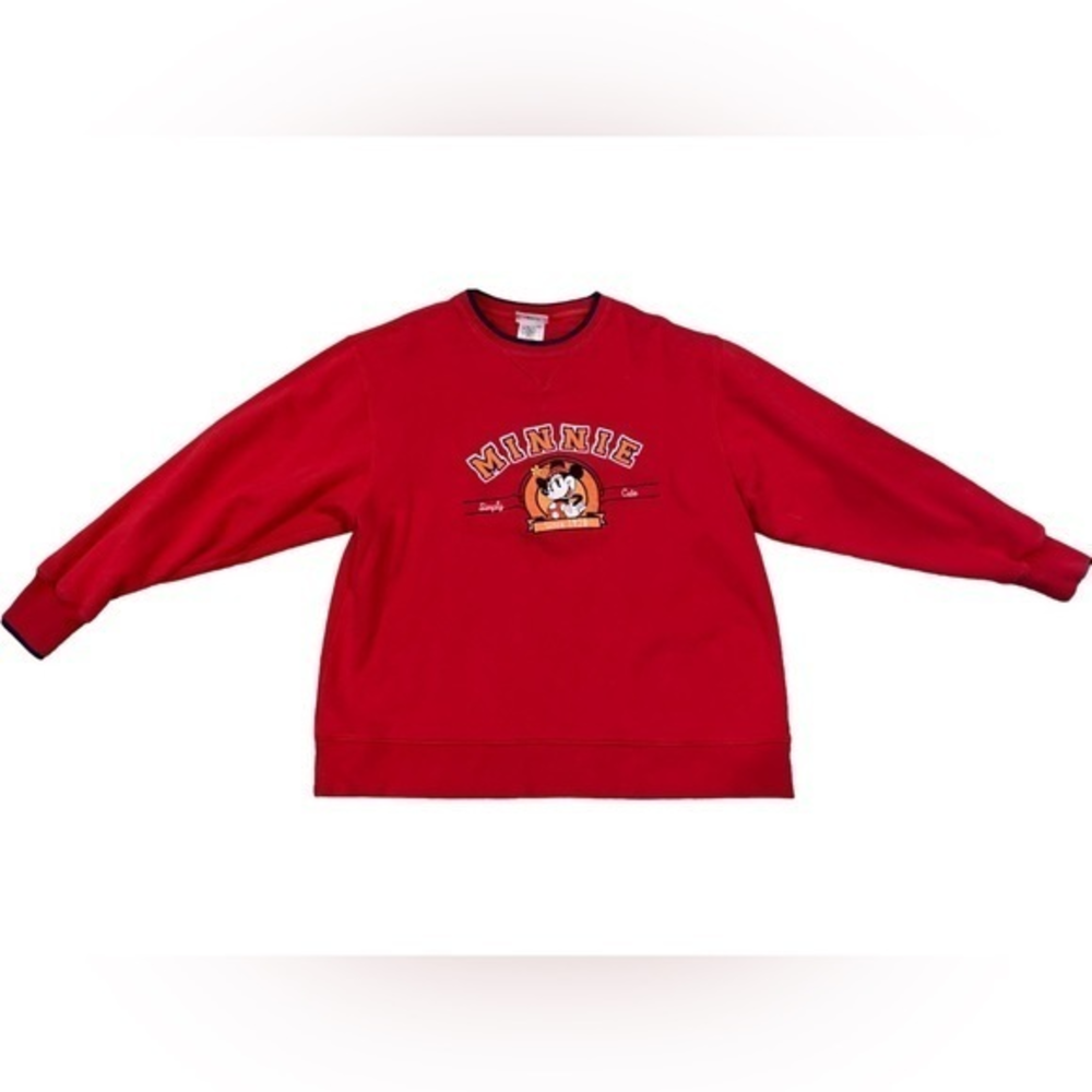 Disney Red Simply Cute Embroidered Minnie Mouse Sweatshirt - Medium